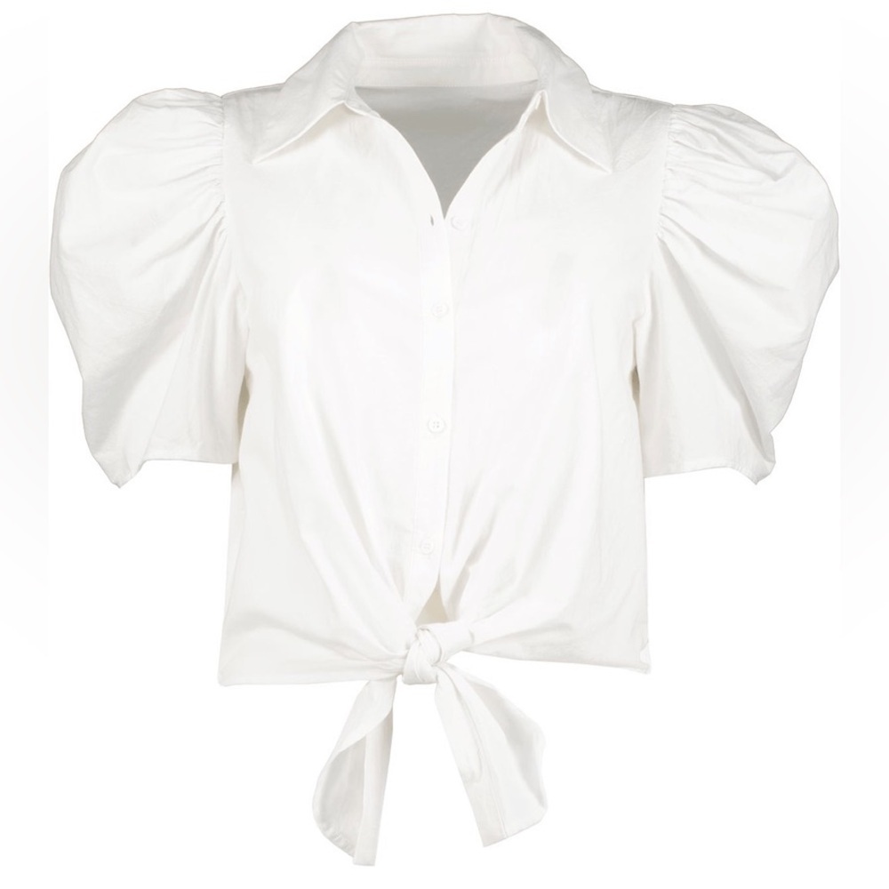 Bishop & Young White Rosetta Tie Front Top Size Medium
